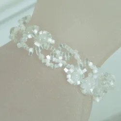 Bracelet S Silver 925 - Arabesque Moonstone-Satin white - Bracelet S Silver 925 - Argent 925